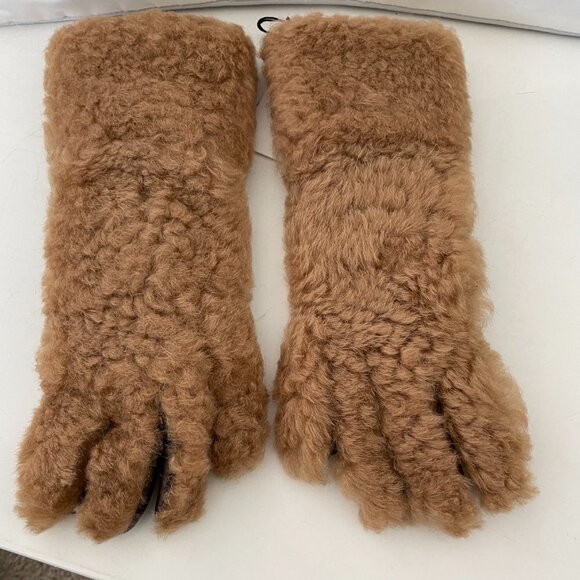 BOTTEGA VENETA Leather and Shearling Women's Gloves, Brown and Tan, 649949 - Picture 2 of 10